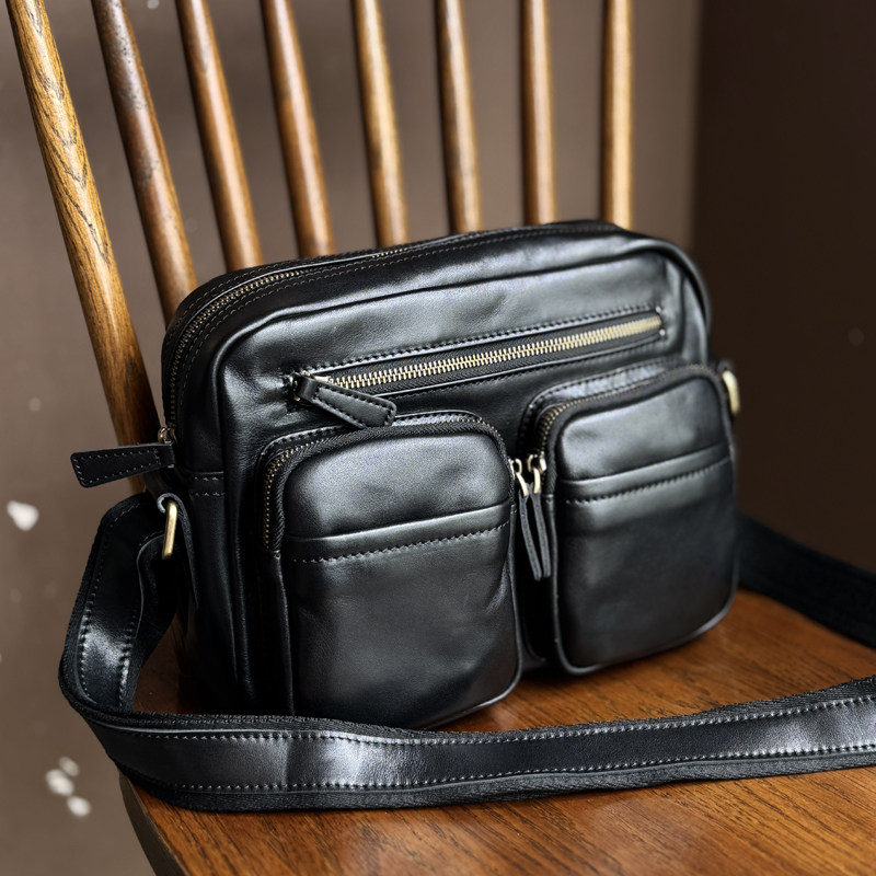 DEEPKEE眞皮斜跨單肩休閒男包 5129號