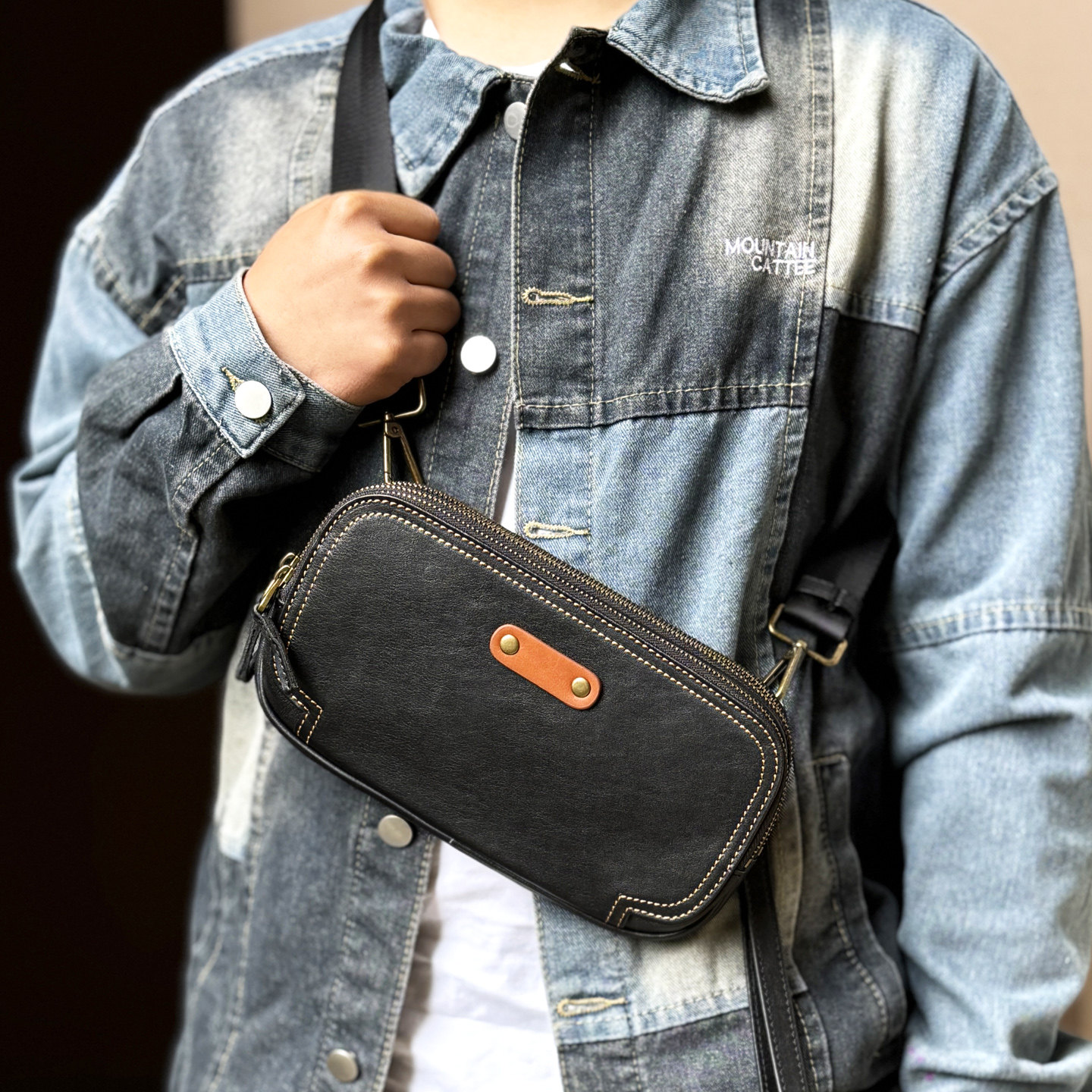 DEEPKEE真皮手拿包多功能小挎包7914號