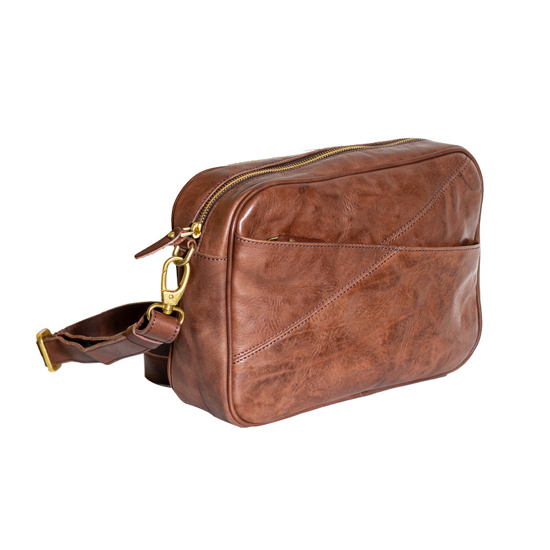 DEEPKEE日式通勒植鞣牛皮斜背包D70248號