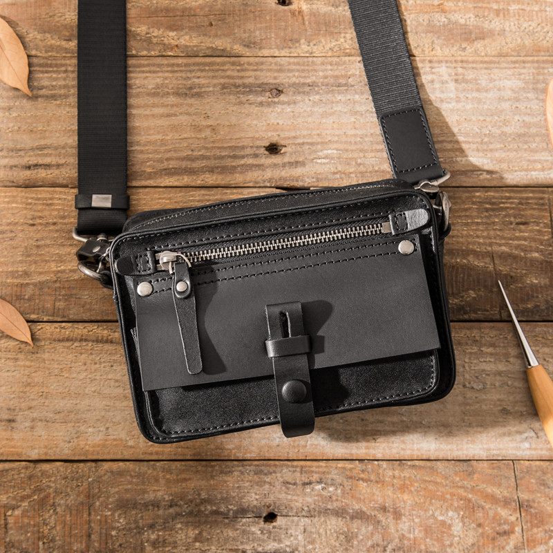 DEEPKEE眞皮男女同款斜背包8122號