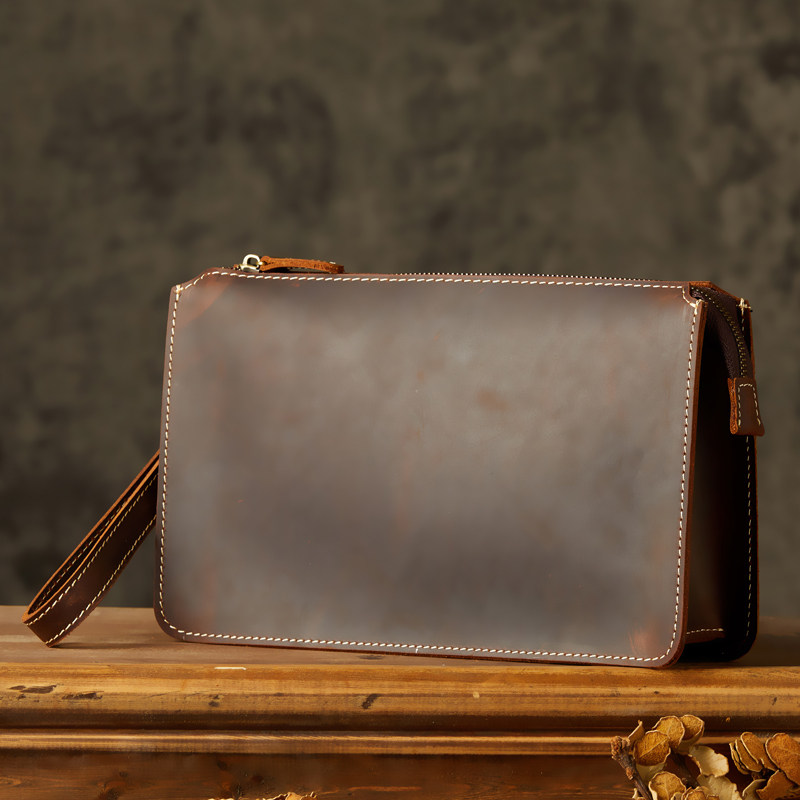 DEEPKEE手工原創瘋馬皮手包1387號