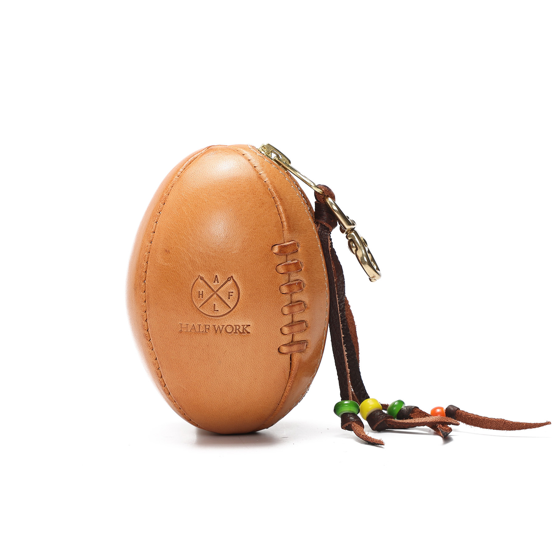 復古手工橄欖球牛皮鑰匙包KW-8122號