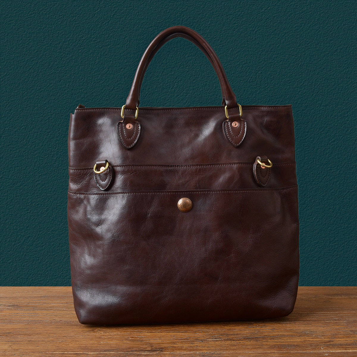 日系男士卡其風牛皮托特包2417號