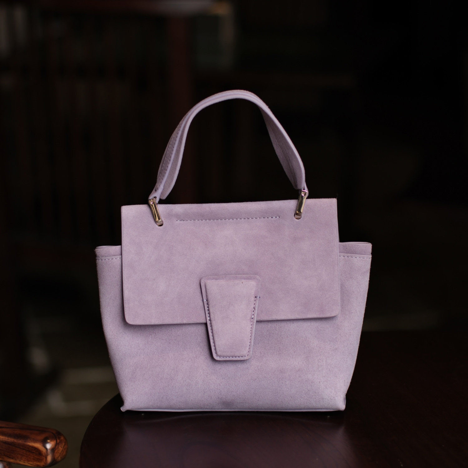 羊猄皮真皮翻蓋手提托特包C0311號