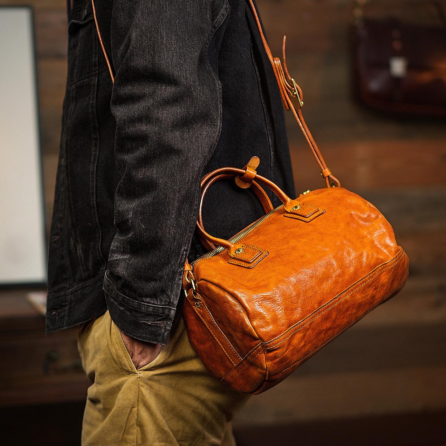 復古風男士大容量手提斜背包LB214號