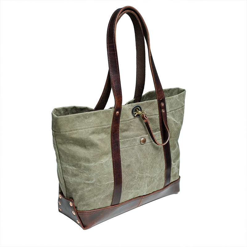 DEEPKEE 阿美咔嘰 真皮拼帆布 托特包 LB6509 號