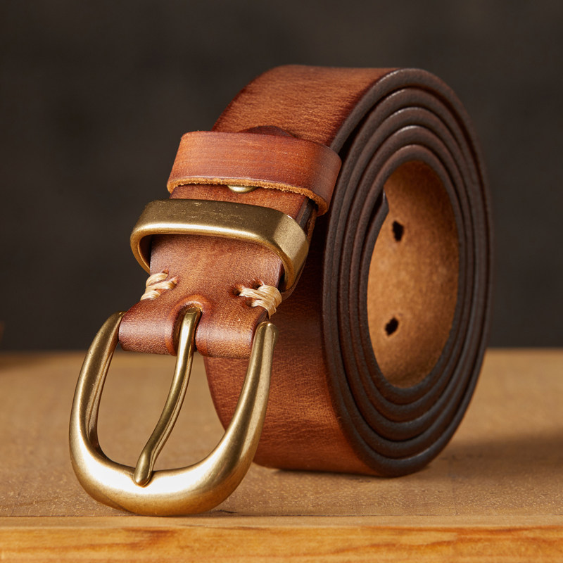 DEEPKEE 手作り百搭銅扣真皮腰帶 9342 號