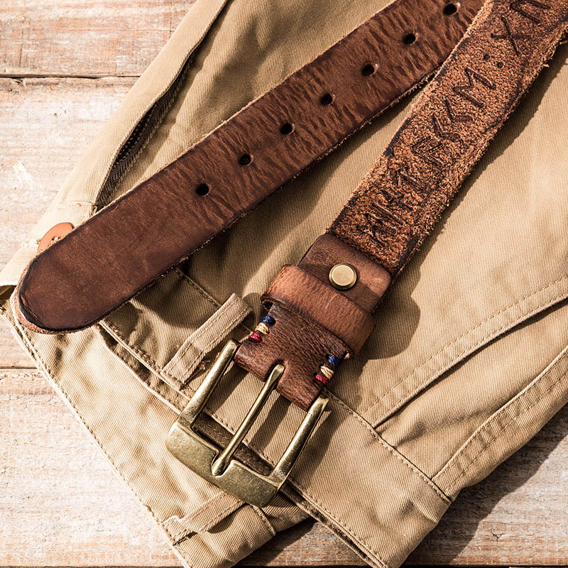 DEEPKEE 手作り復古風銅扣腰帶 107 號