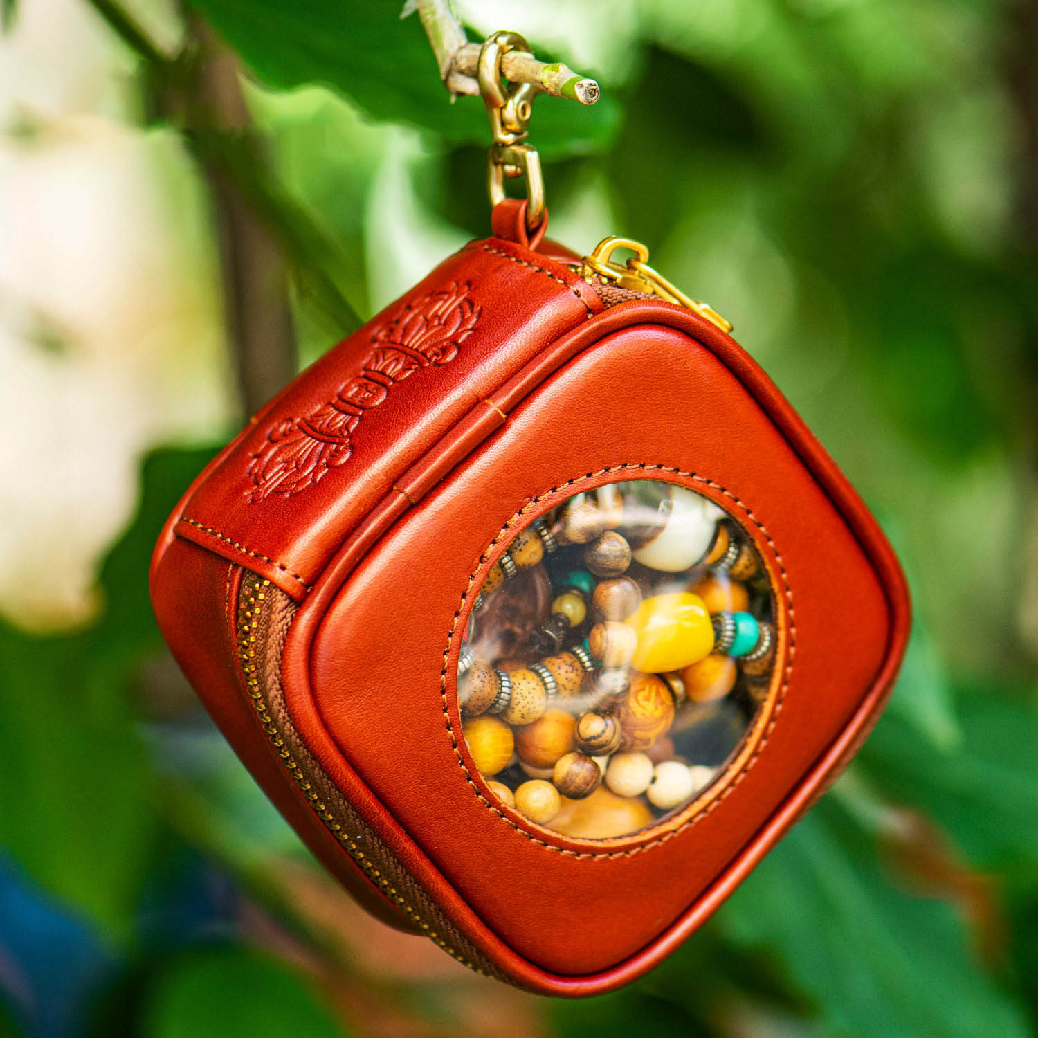 DEEPKEE 太空艙文玩包 核桃核手串收納包 便攜真皮腰包 YB0299 號