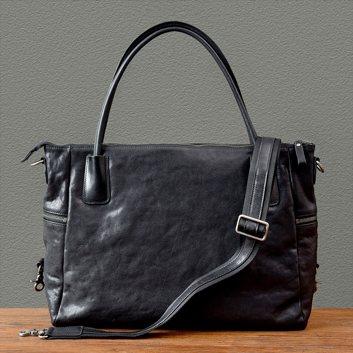 DEEPKEE 6505 號復古植鞣牛皮公文包｜大容納多功能 商務休閒兩相宜 真皮手提斜挎包