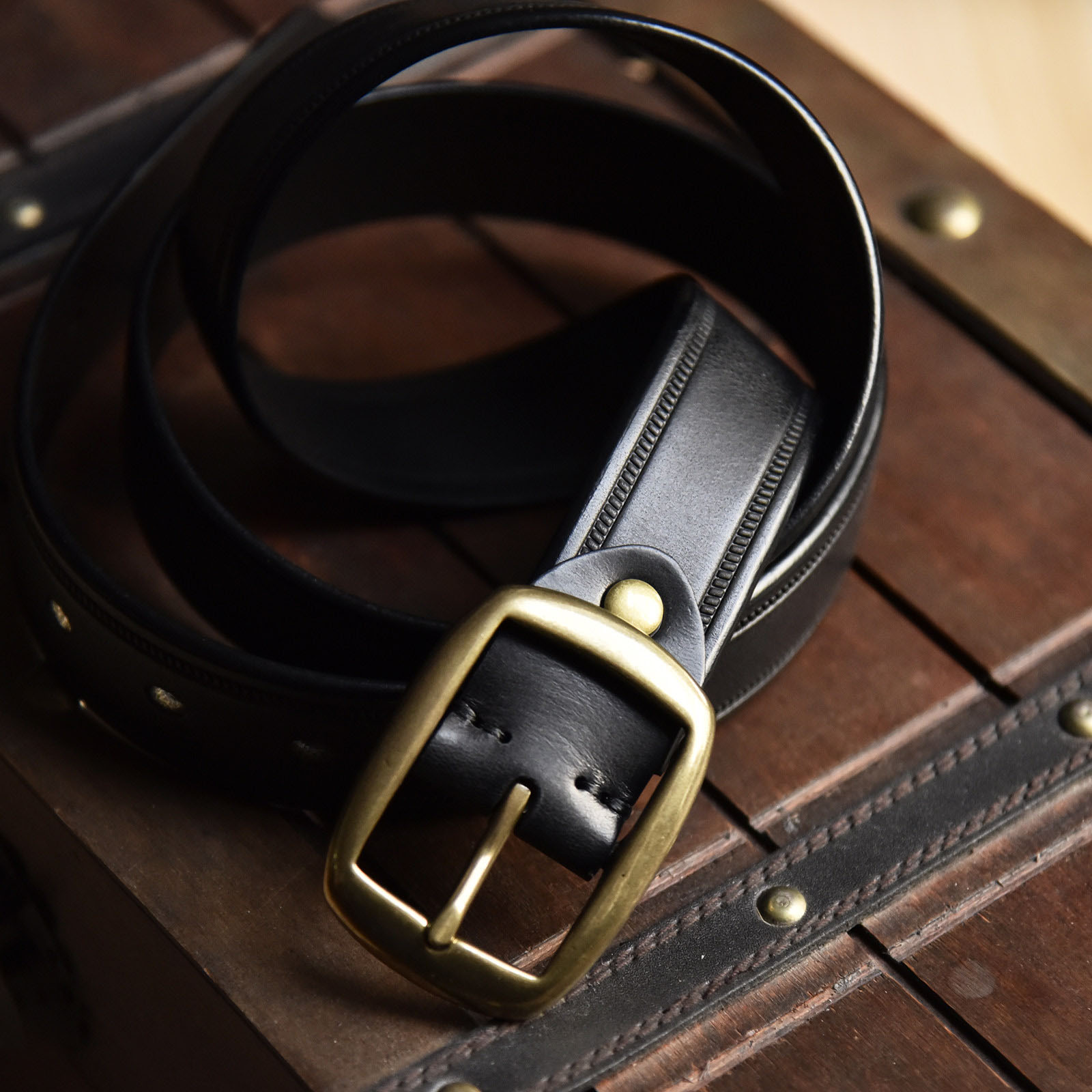 DEEPKEE 手作り純銅針扣頭層牛皮腰帶 0829 號