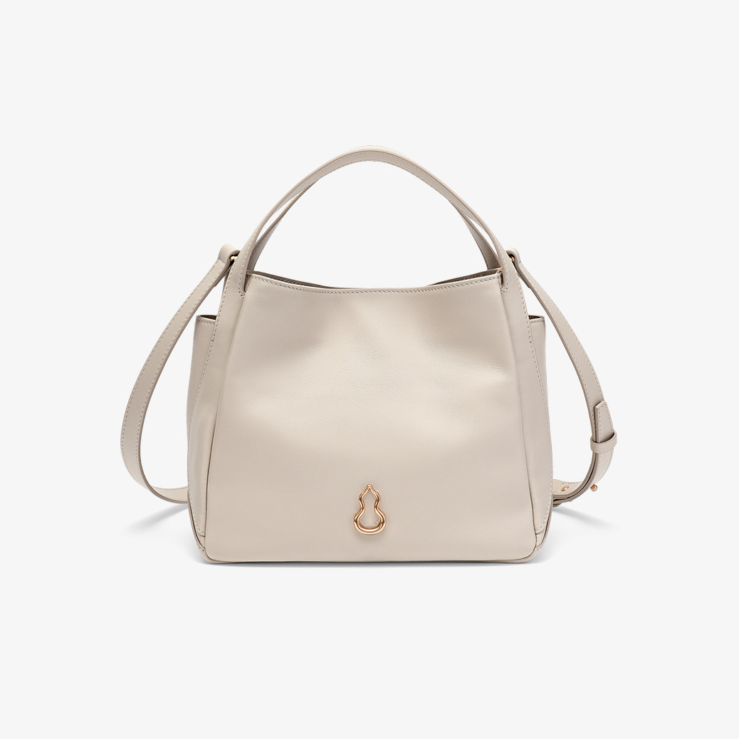 DEEPKEE 圓滿包頭層牛皮收納菜籃子新款手提斜挎包 4773 號