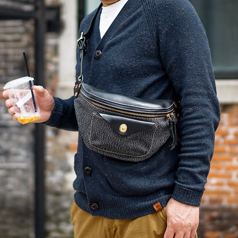 DEEPKEE日系文藝復古植鞣牛皮加厚帆布LB6697號