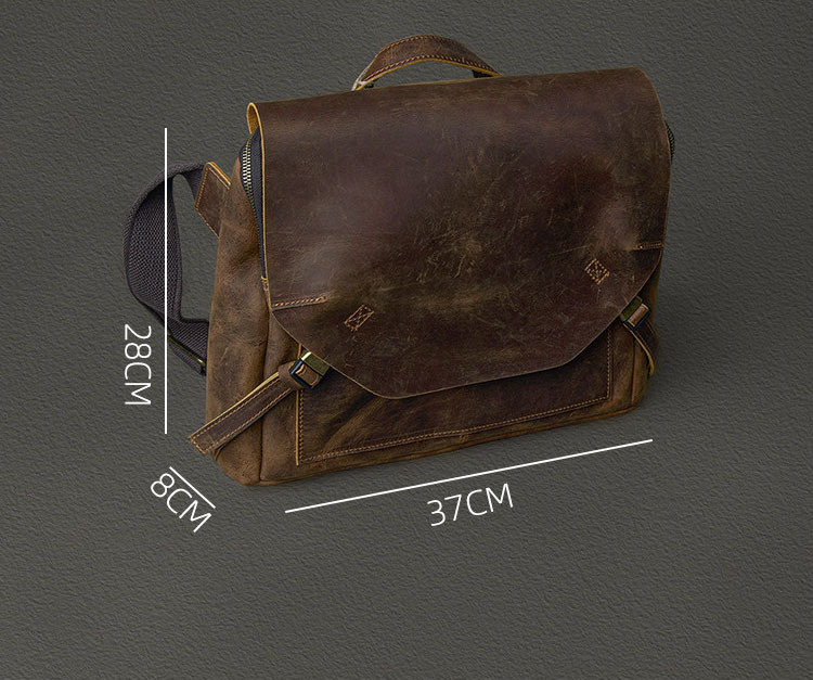 復古潮流瘋馬皮男士斜背包2409號