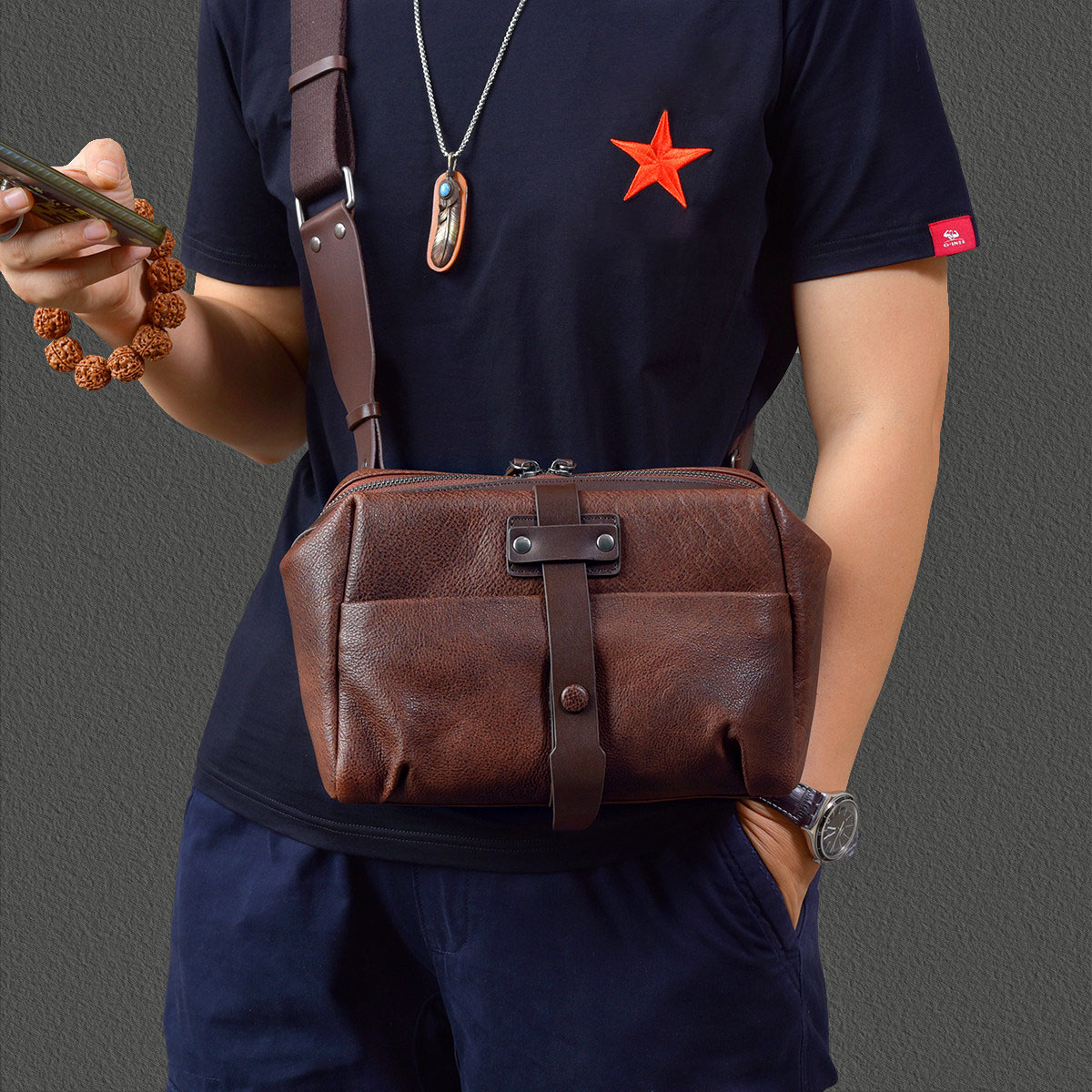 歐美小眾質感單肩斜背包2414號