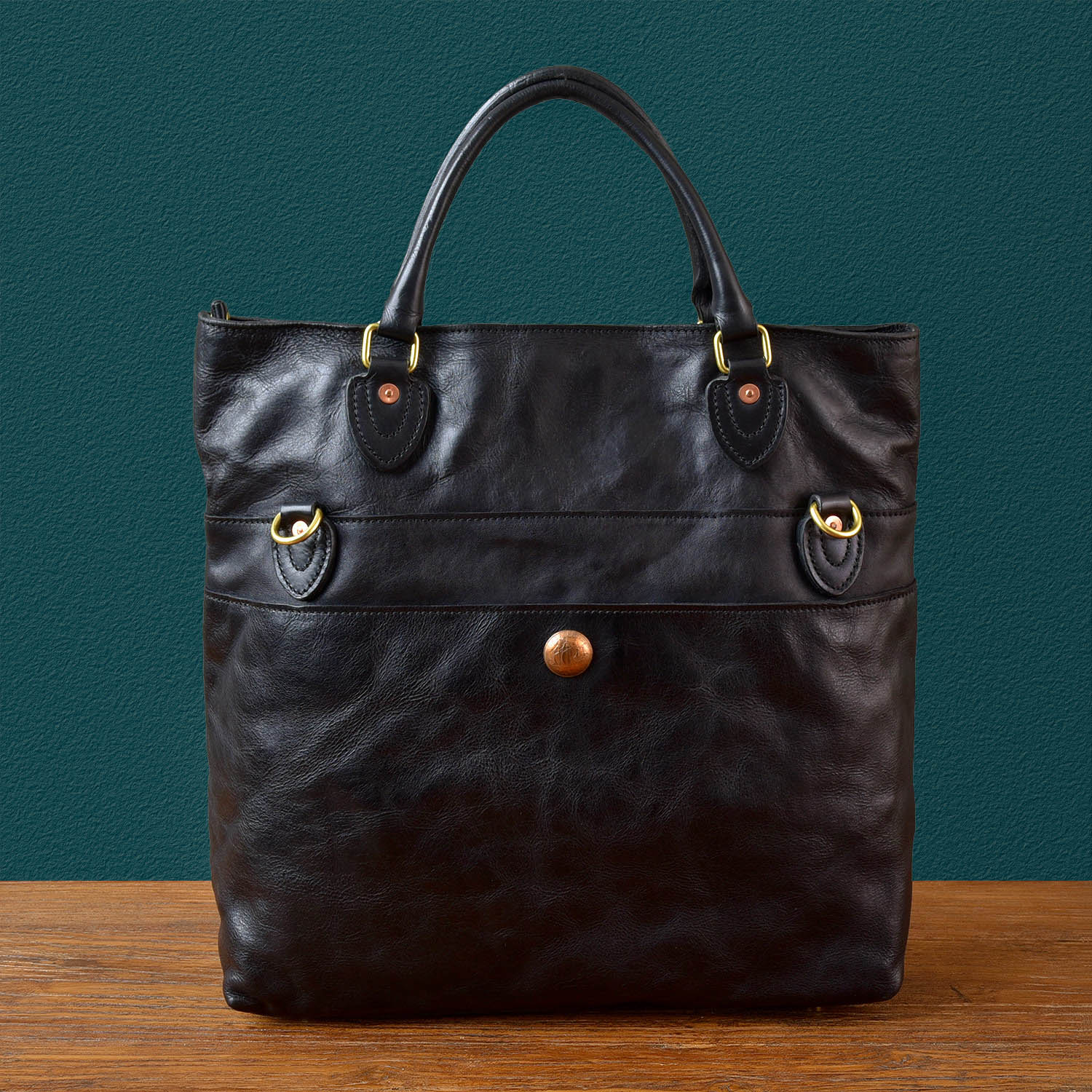 日系男士卡其風牛皮托特包2417號