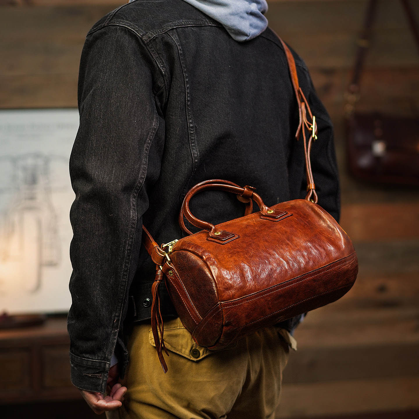 復古風男士大容量手提斜背包LB214號