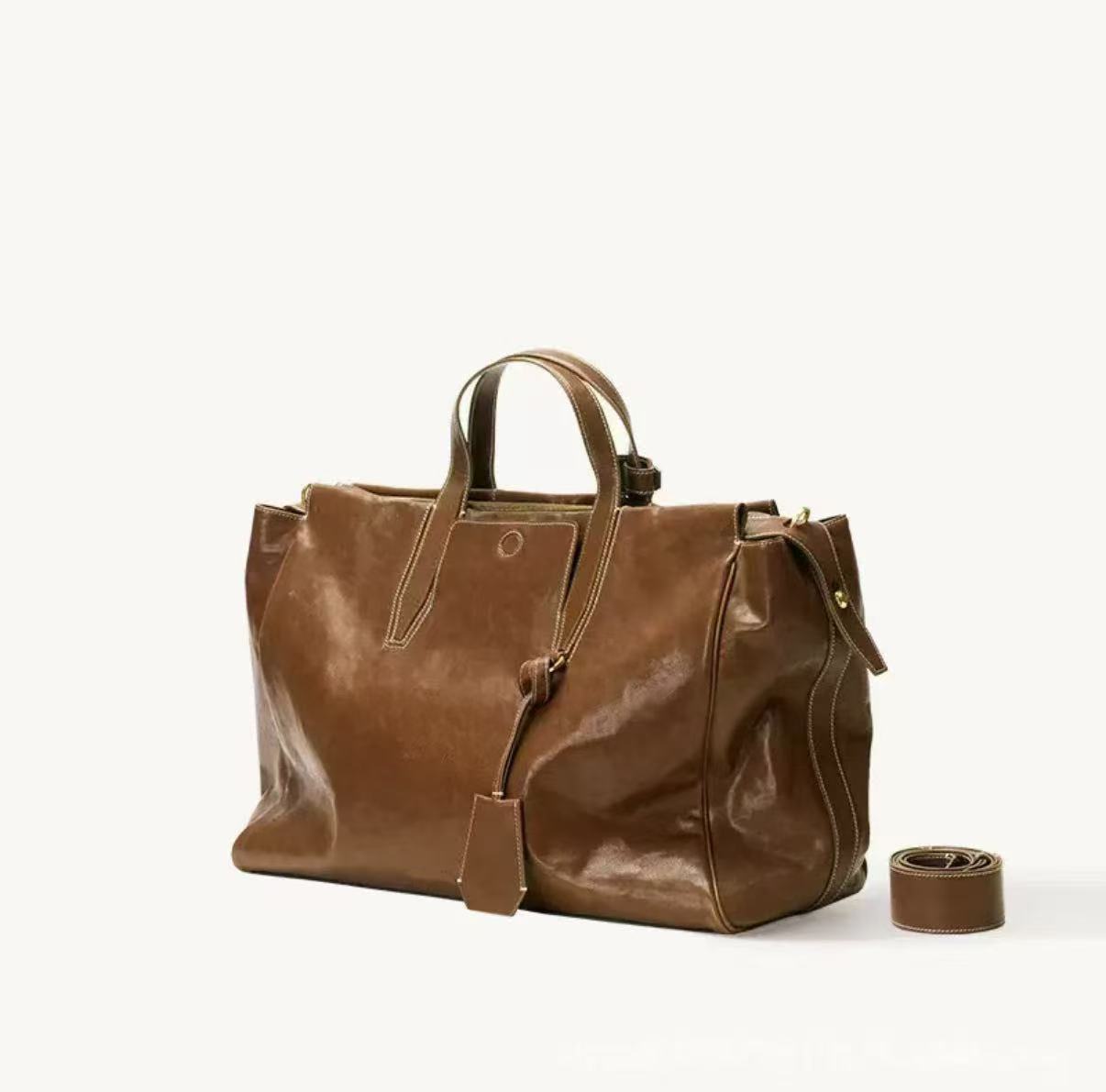 DEEPKEE 植鞣牛皮の旅行包托特包 98658 號