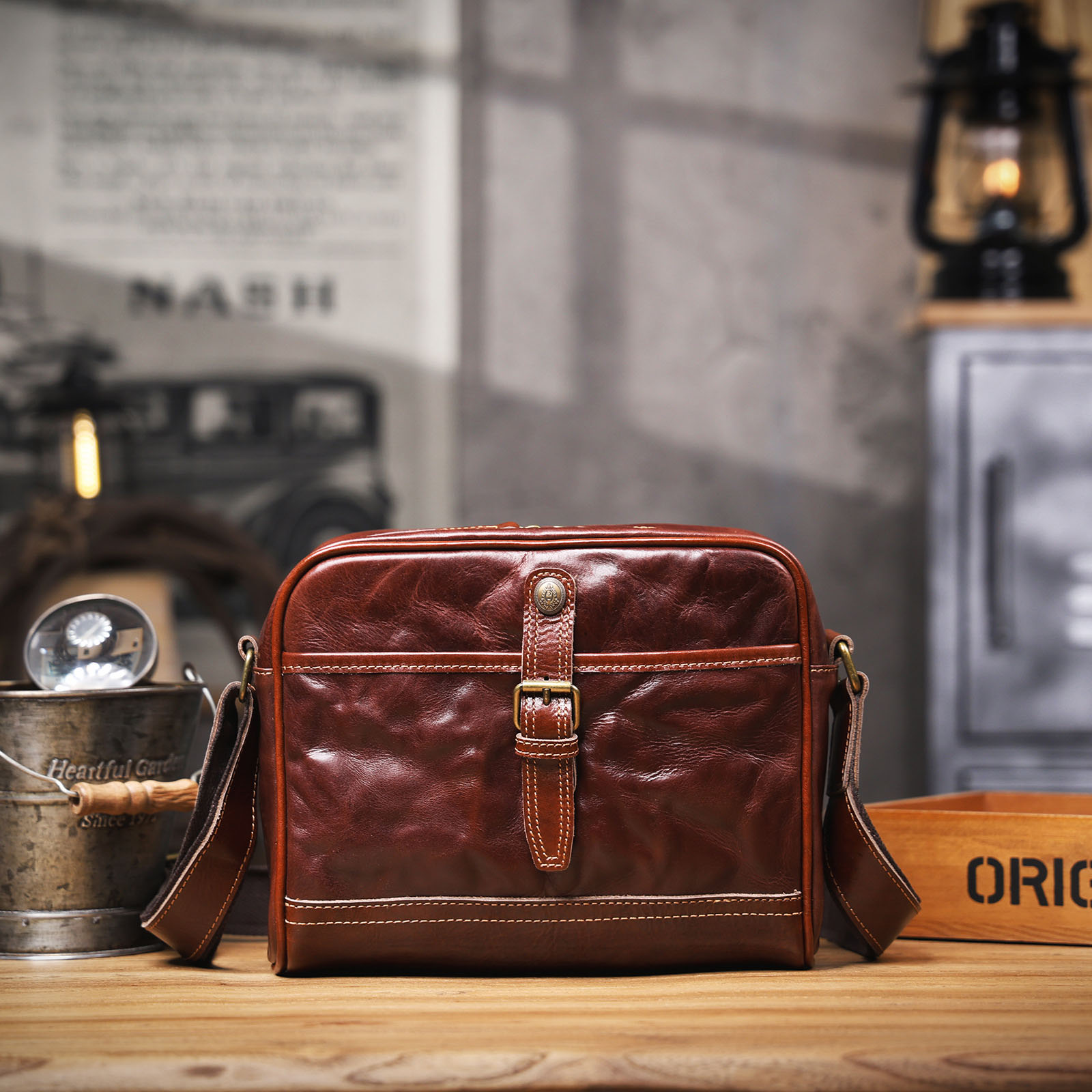 DEEPKEE 原創眞皮斜挎小方包 7314 號