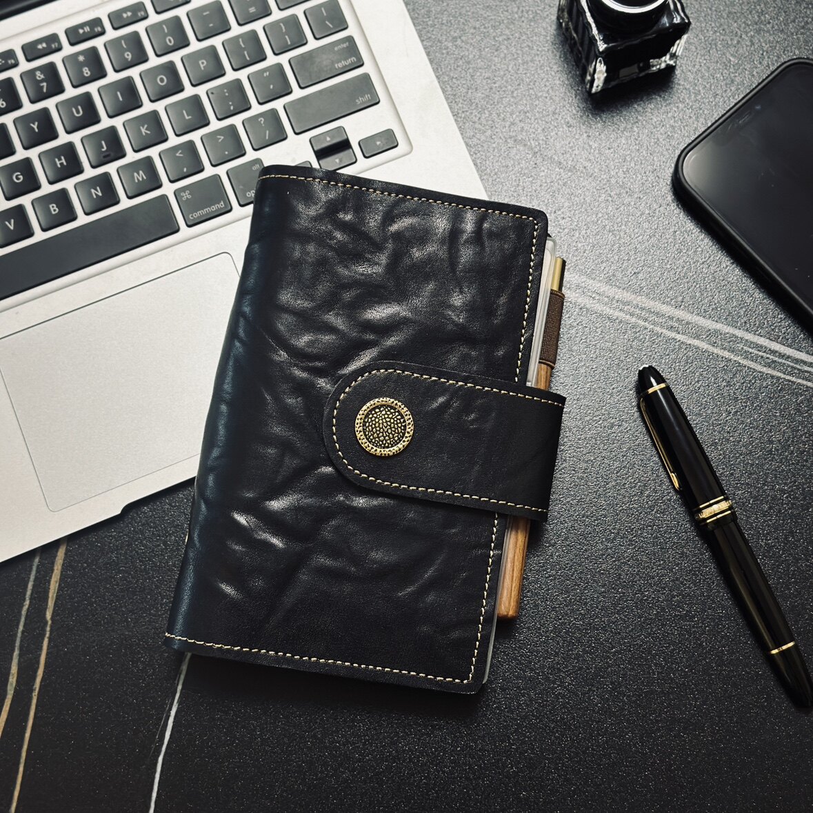 DEEPKEE真皮活頁手賬本A6A7A5牛皮日記本筆記本商務會議記事本禮物1205號