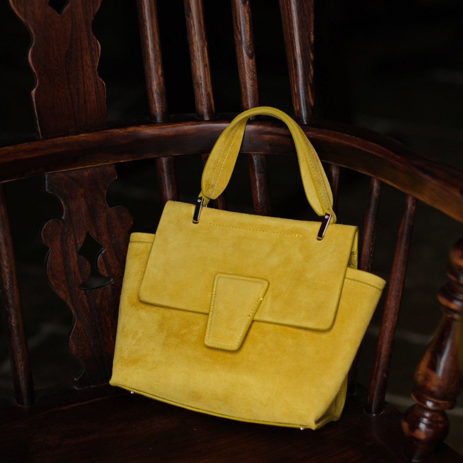 羊猄皮真皮翻蓋手提托特包C0311號