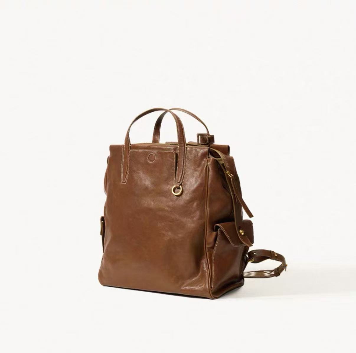 DEEPKEE 輕奢復古植鞣皮ユニセッ背包 00L11 號