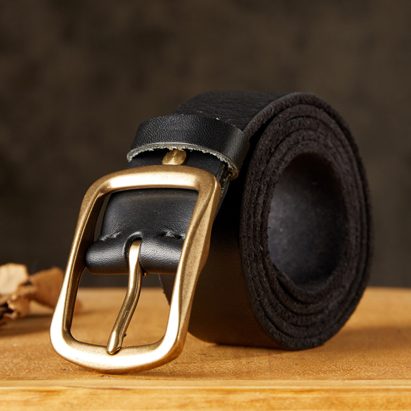 DEEPKEE 手作り純牛皮銅扣腰帶 7732 號