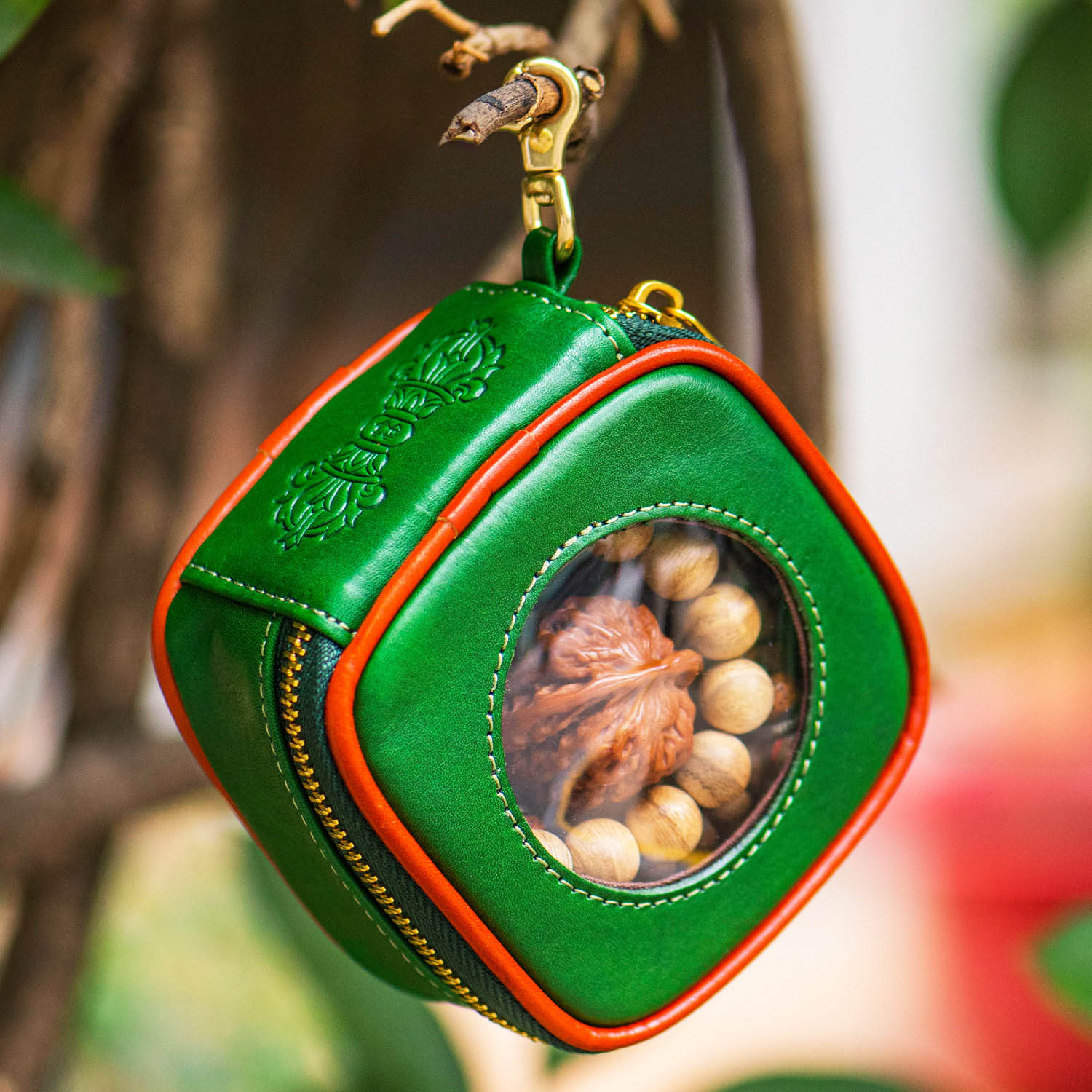 DEEPKEE 太空艙文玩包 核桃核手串收納包 便攜真皮腰包 YB0299 號