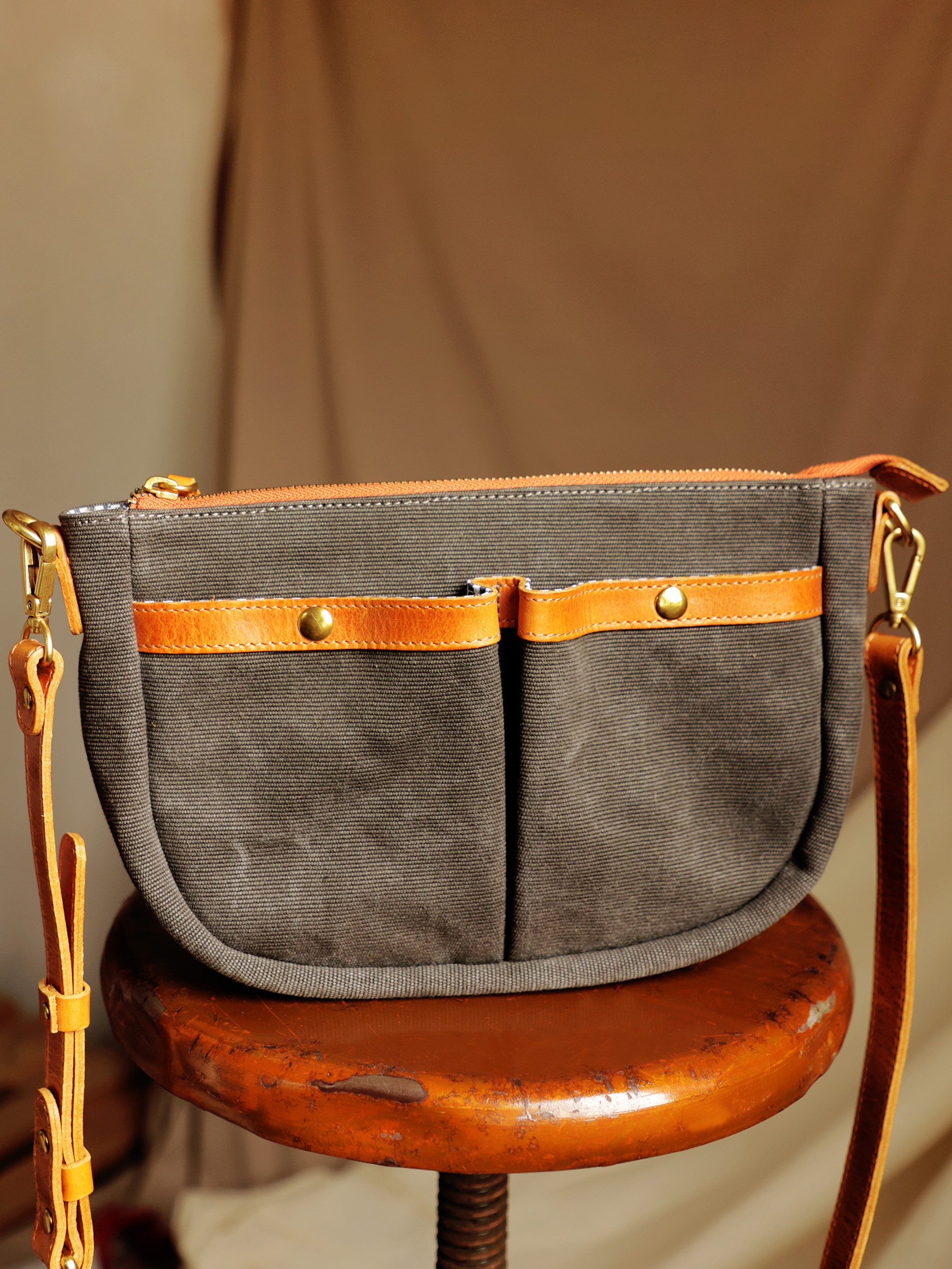 DEEPKEE日系文藝復古植鞣牛皮加厚帆布2923號