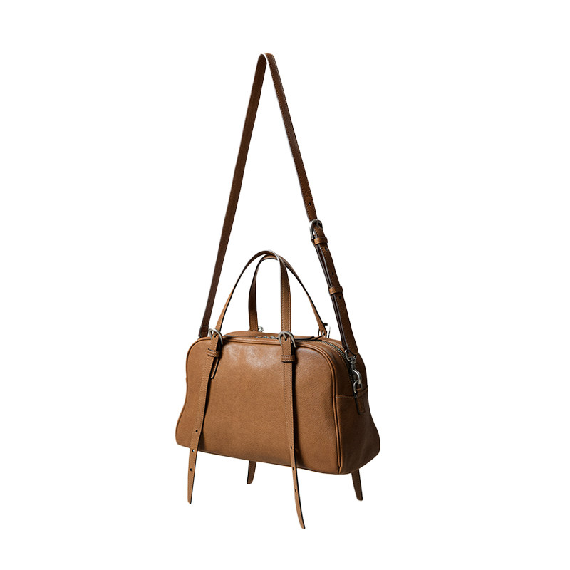 DEEPKEE 植鞣羊皮復古ボウリ女款真皮單肩包 ZA67578 號