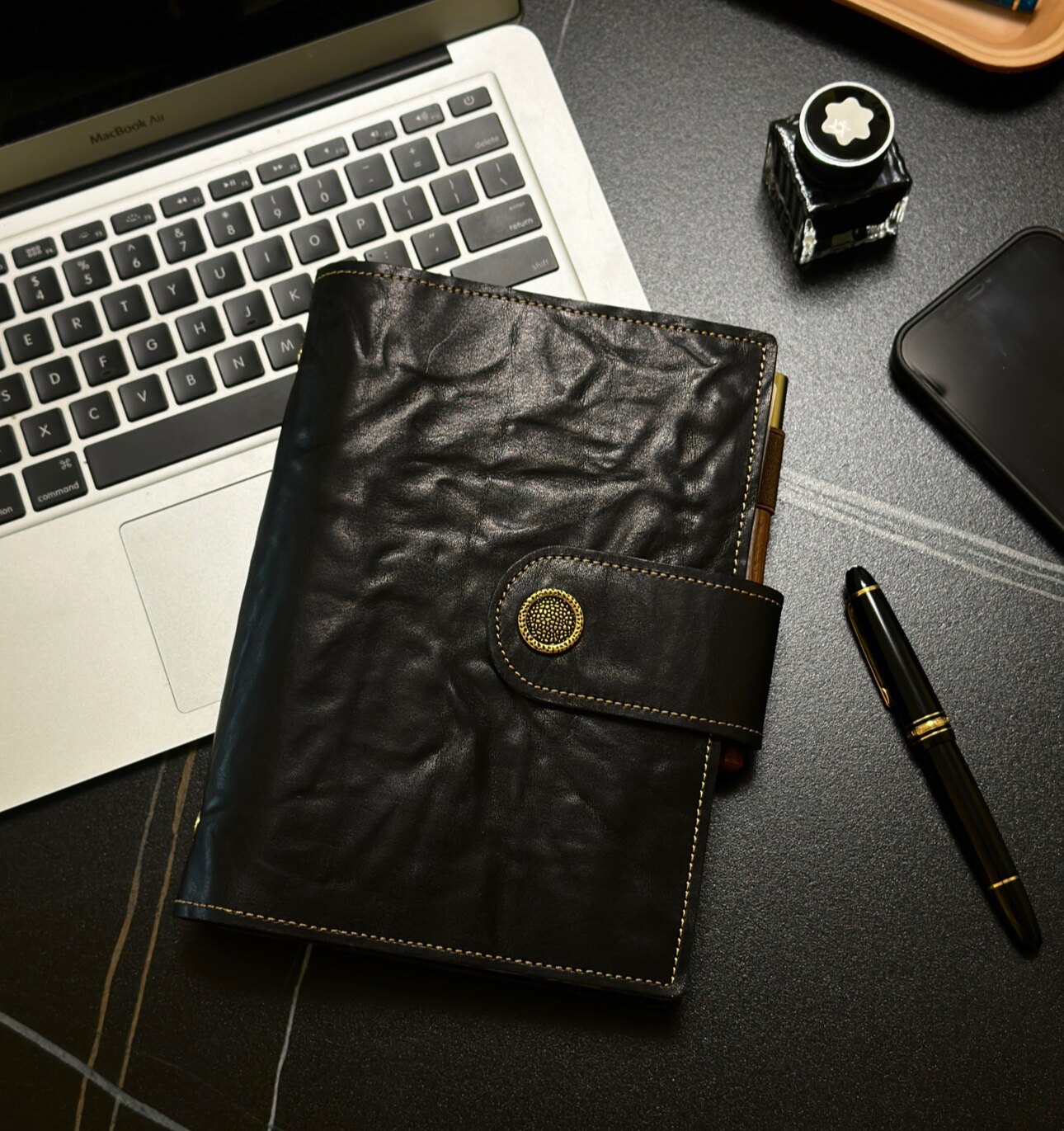 DEEPKEE真皮活頁手賬本A6A7A5牛皮日記本筆記本商務會議記事本禮物1205號