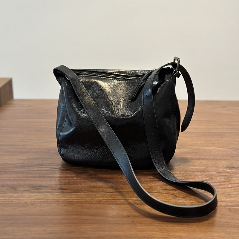 DEEPKEE 自然な風合い植鞣牛皮斜挎包23018 號