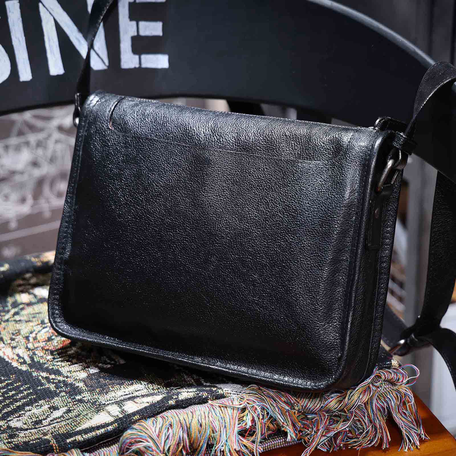 復古手工原創植鞣皮簡約郵差包2615號