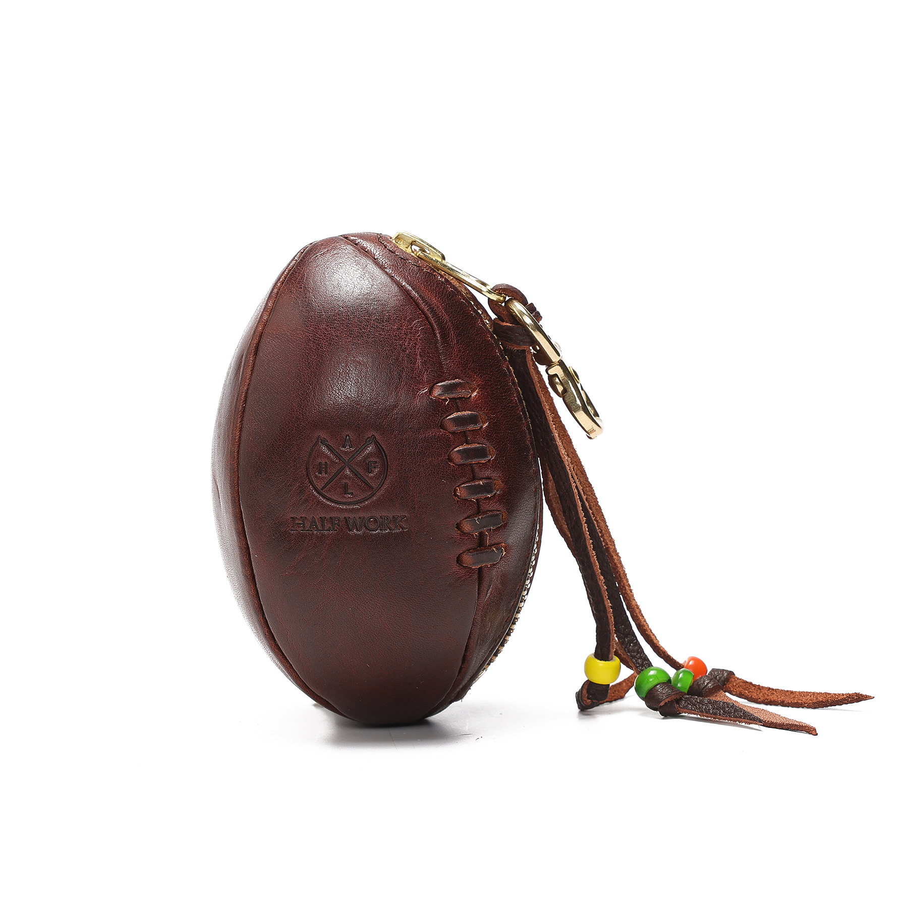 復古手工橄欖球牛皮鑰匙包KW-8122號