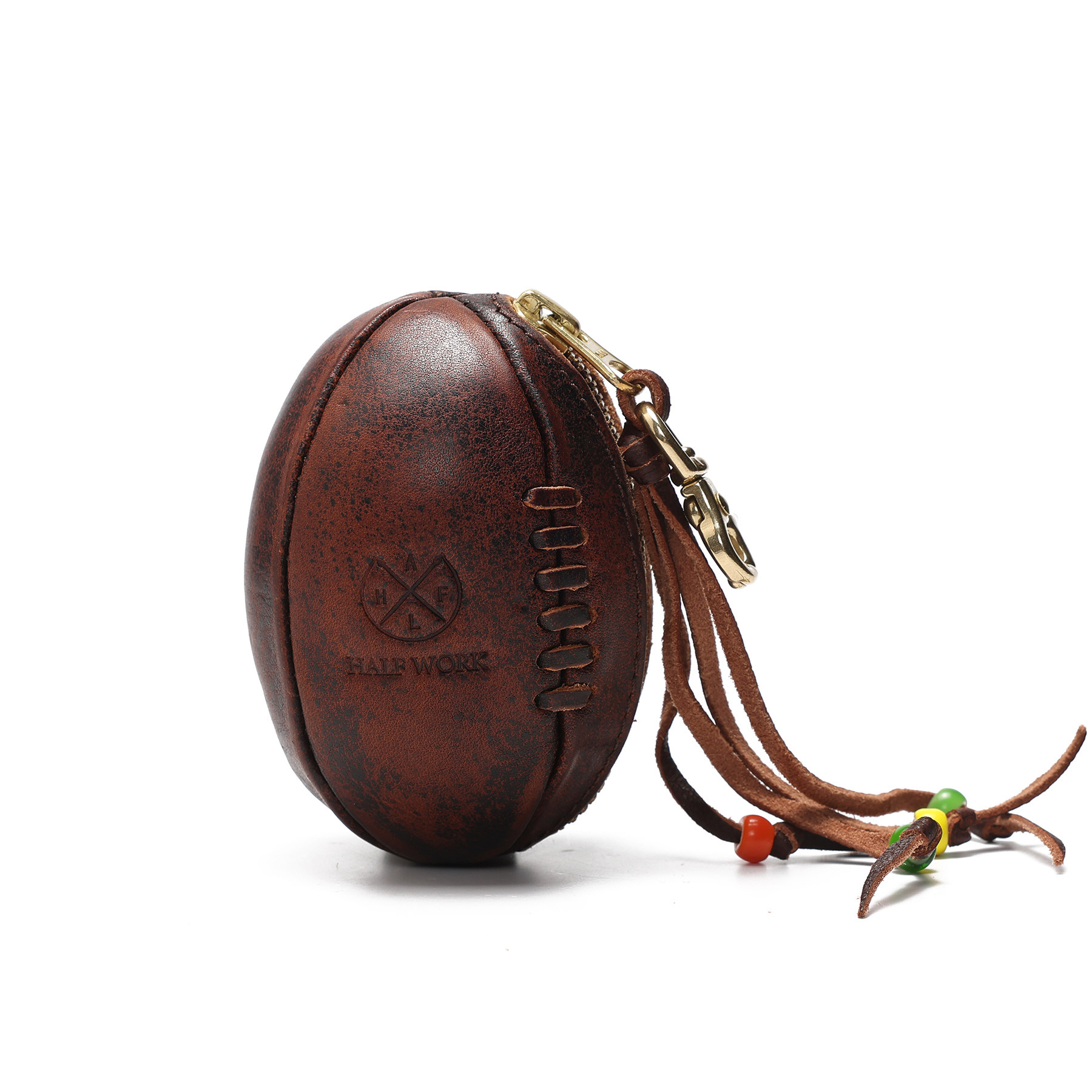 復古手工橄欖球牛皮鑰匙包KW-8122號