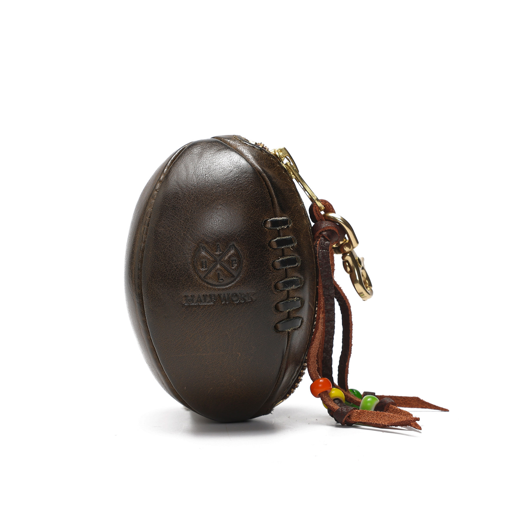 復古手工橄欖球牛皮鑰匙包KW-8122號