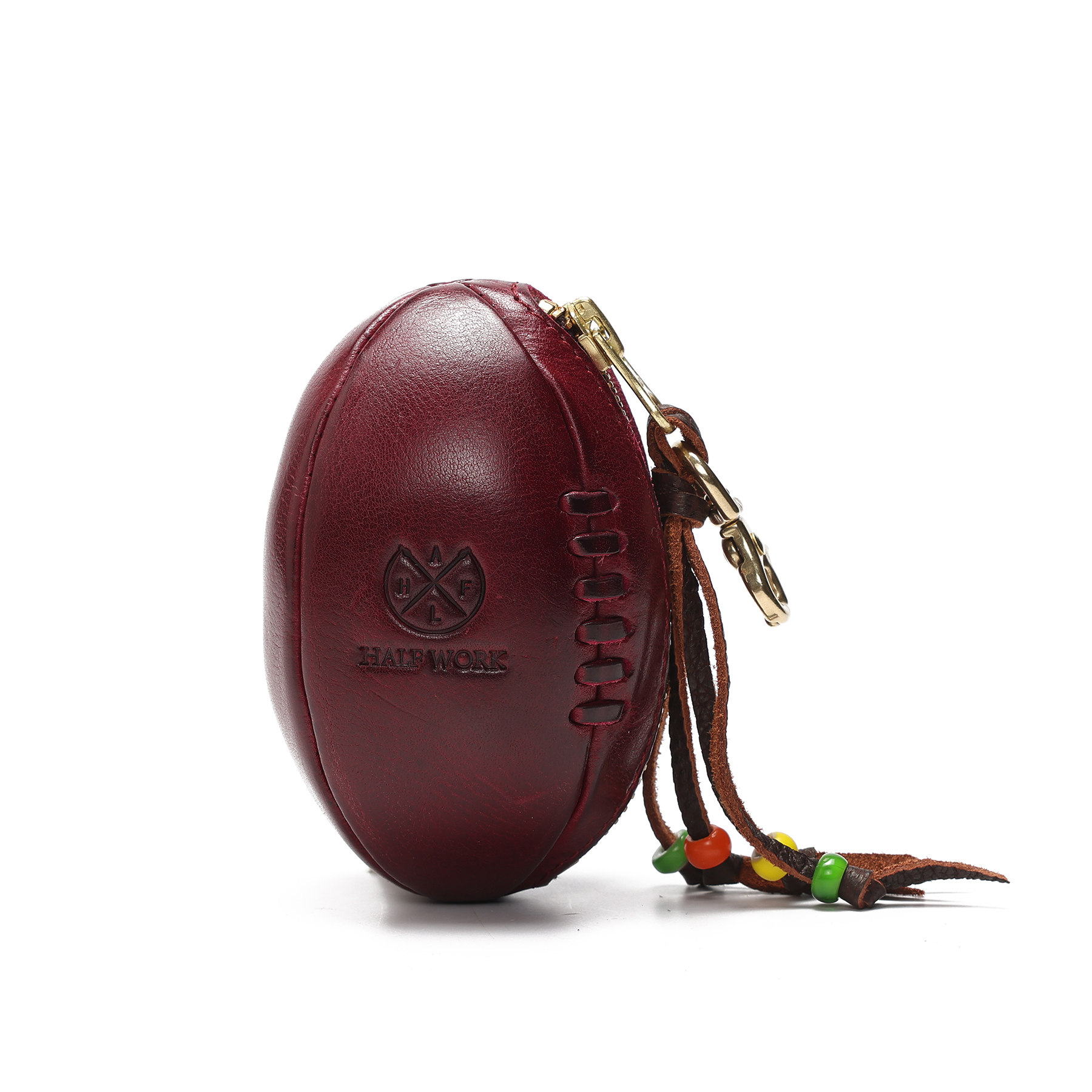 復古手工橄欖球牛皮鑰匙包KW-8122號