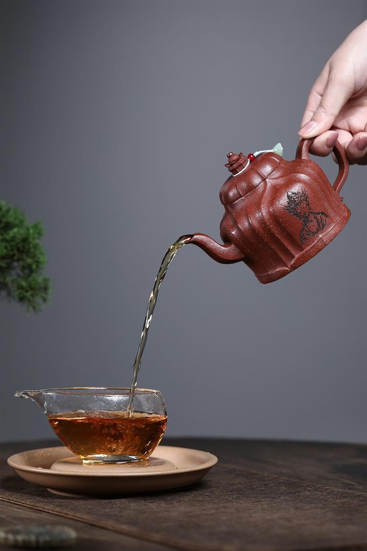 原礦紅降坡筋纹静思茶壺T716
