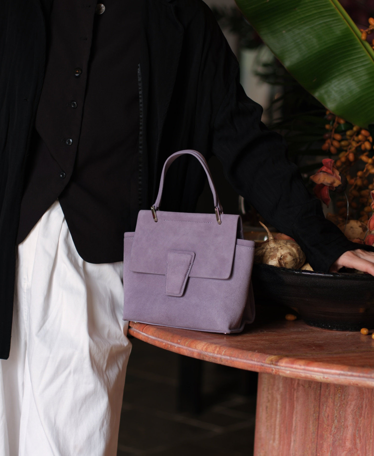 羊猄皮真皮翻蓋手提托特包C0311號