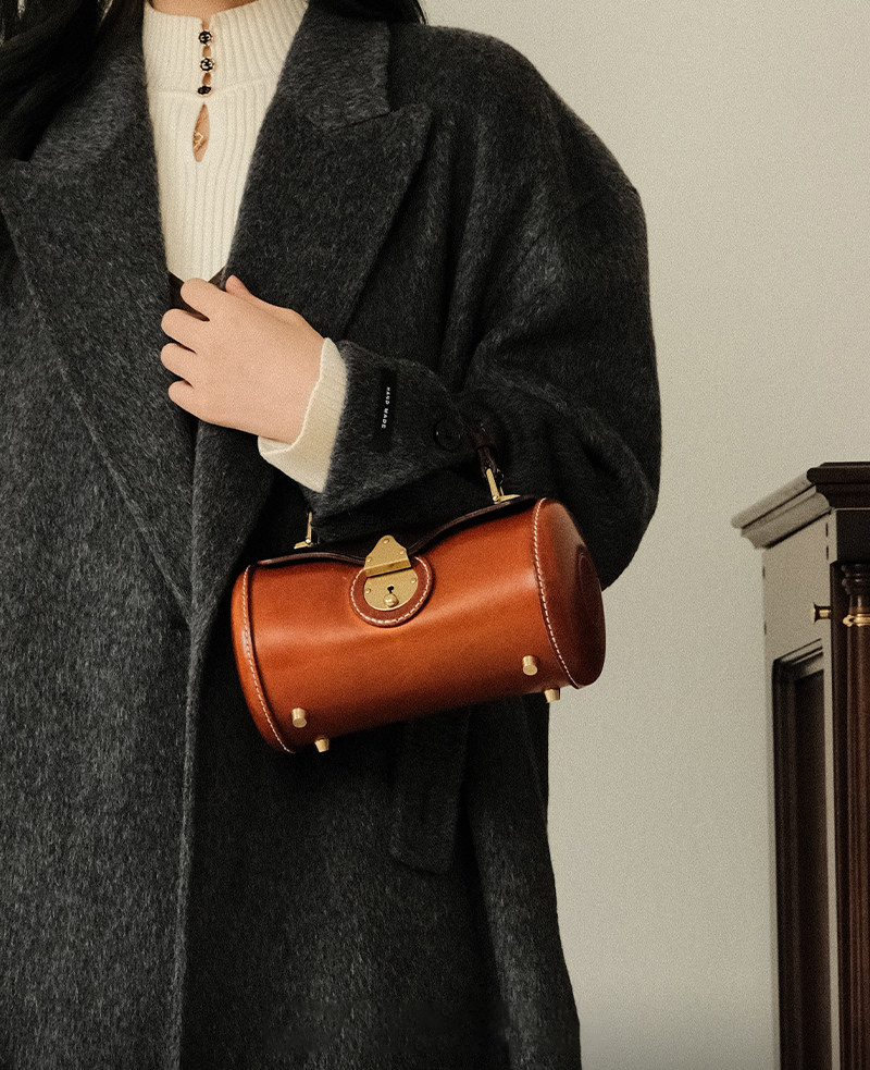 DEEPKEE復古手工牛皮圓筒包KB-2696號