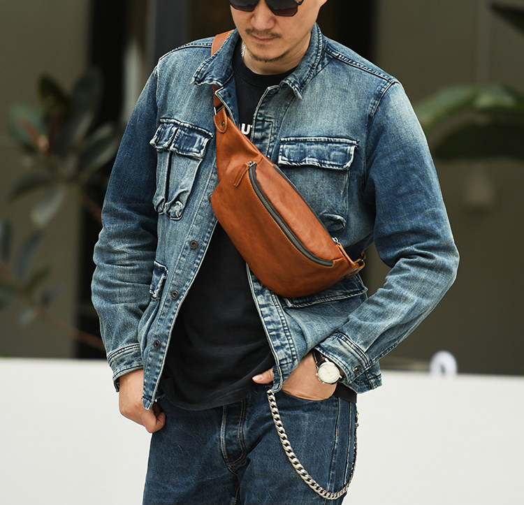 DEEPKEE男士單肩包真皮斜挎包56887號