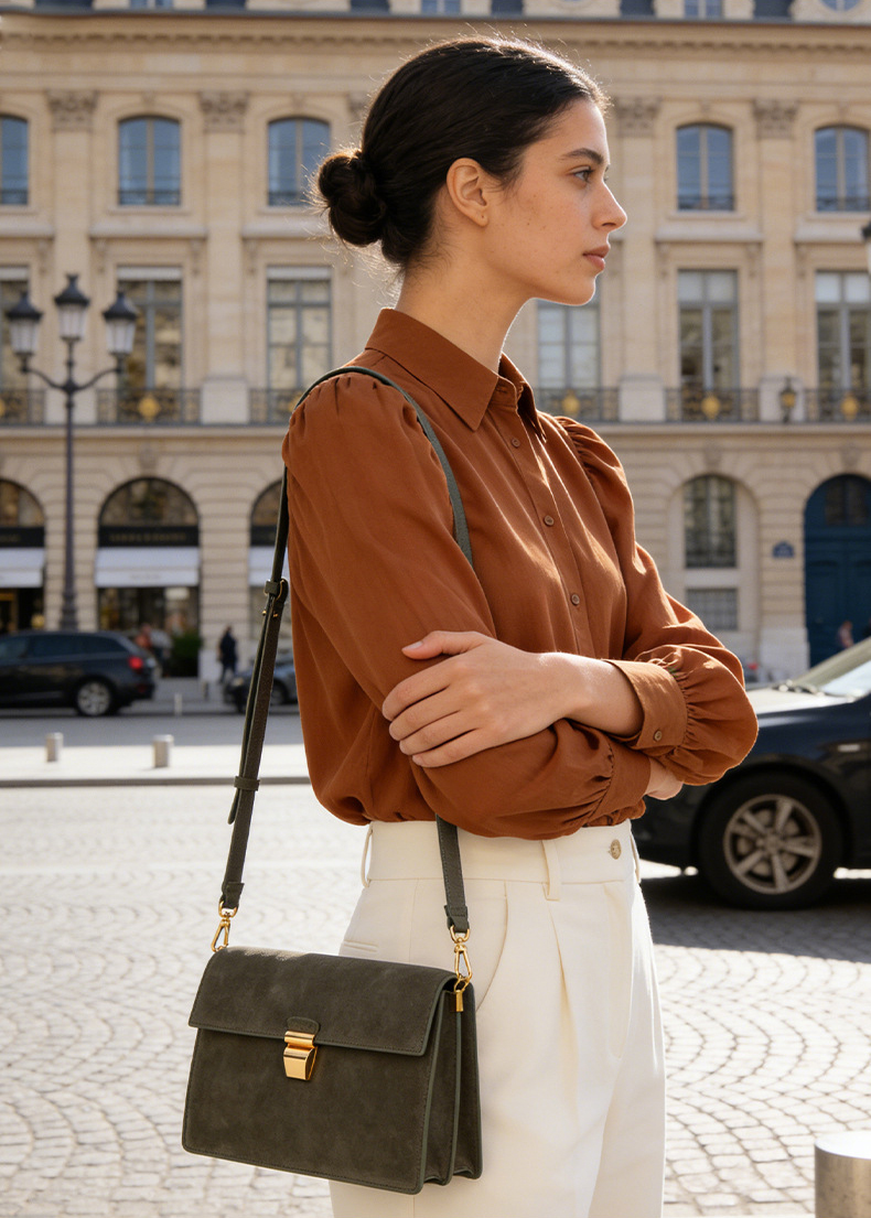 DEEPKEE復古磨砂麂皮小方包19612A-W1號