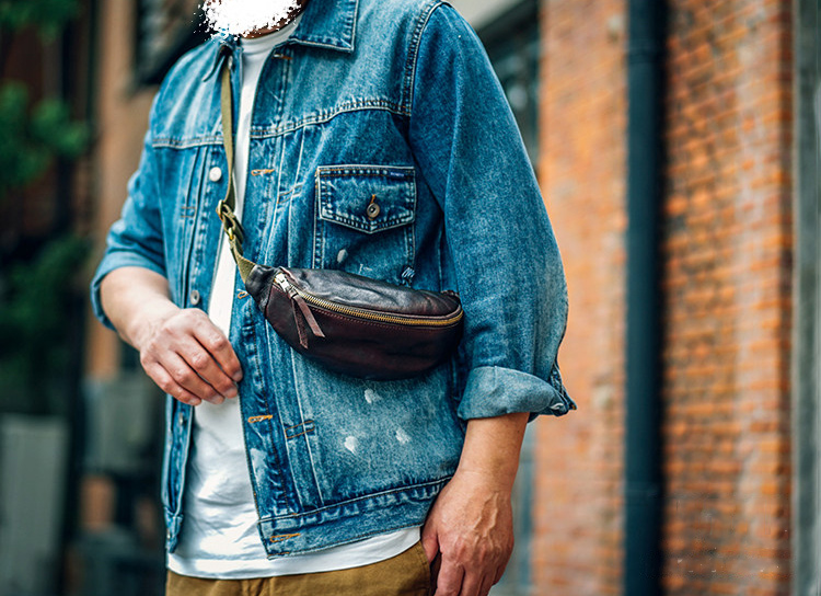 DEEPKEE復古牛皮胸包mini小包LB6764號