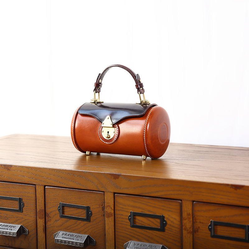 DEEPKEE復古手工牛皮圓筒包KB-2696號