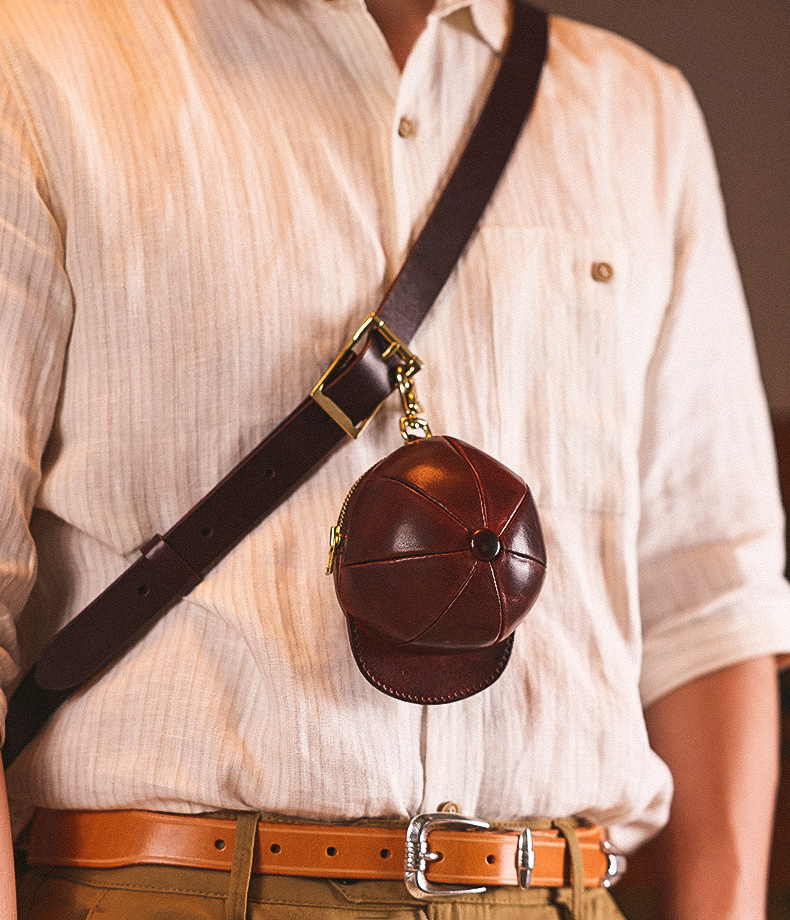 原創手工真皮鴨舌帽鑰匙包KW-8111號