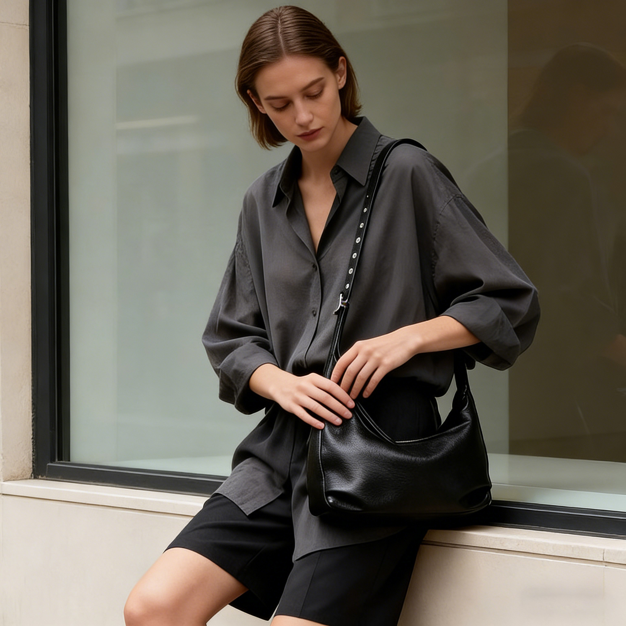 DEEPKEE真皮腋下女包大容量單肩包 19873C1號