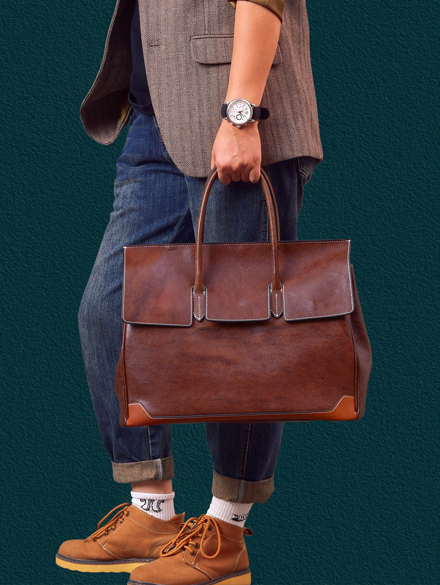 男女通用植鞣牛皮商務包2408號