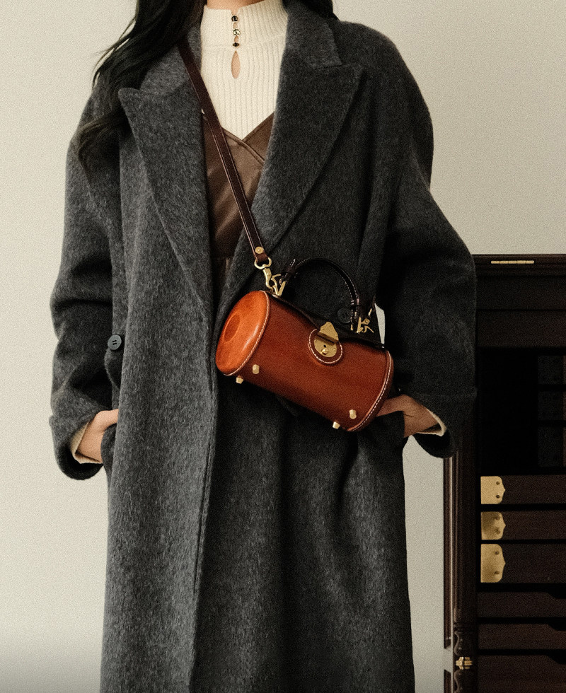 DEEPKEE復古手工牛皮圓筒包KB-2696號