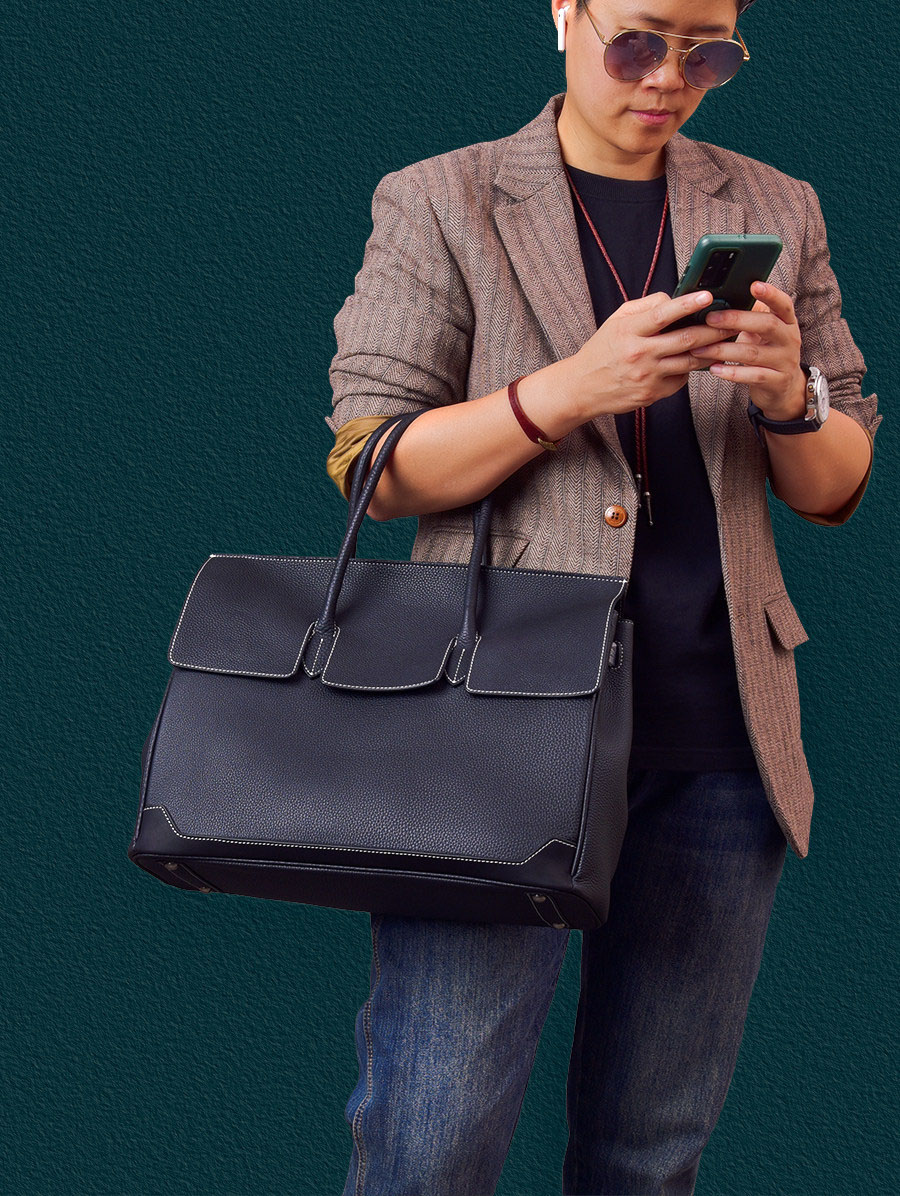 男女通用植鞣牛皮商務包2408號