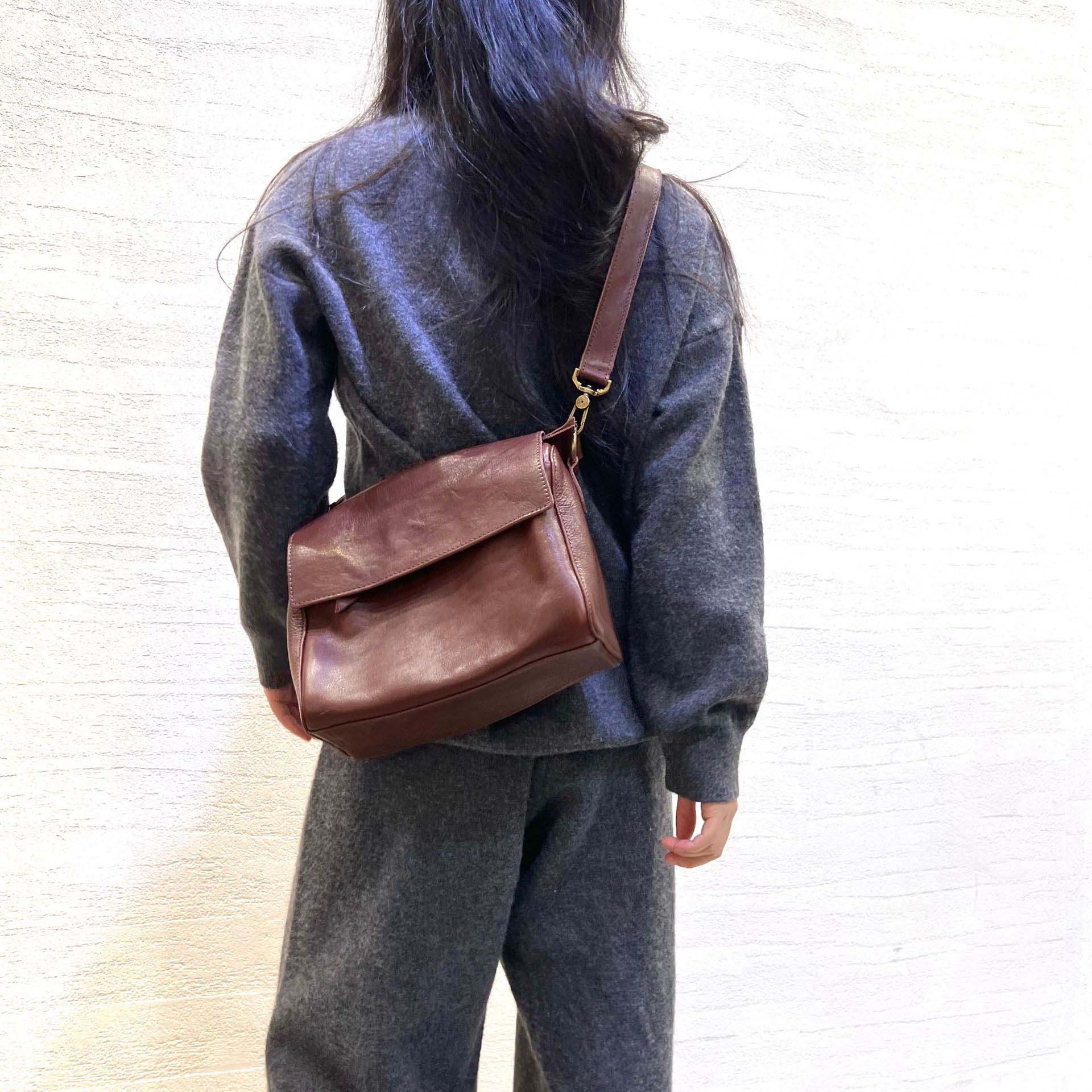 DEEPKEE original nubuck handmade full-grain genuine leather cowhide bag 真皮女包復古手工頭層植鞣牛皮單肩斜挎托特手提包 001 號